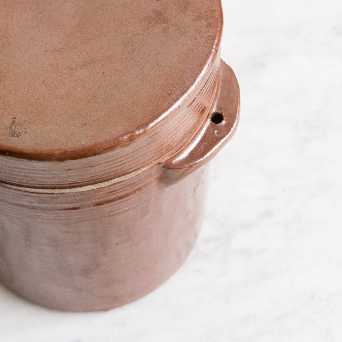 Trio Of Stoneware Crocks With Lids | Brown - elsie green - the french kitchen