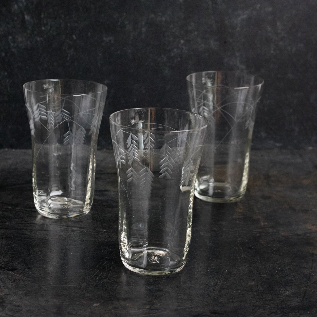 Trio Of Thin Etched Tumblers - elsie green - The French Kitchen