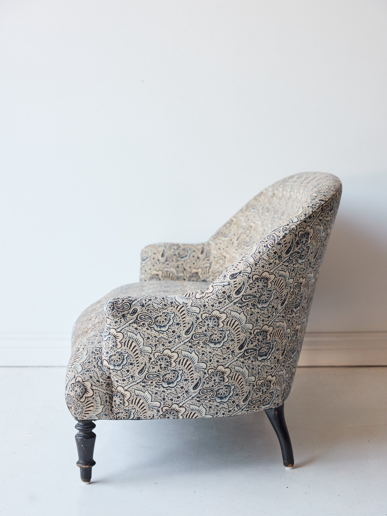 Upholstered Vintage Crapaud Settee | Alexandra Indigo - elsie green - Furniture