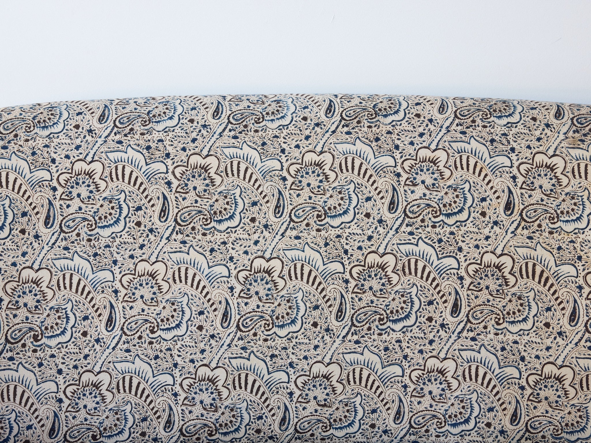 Upholstered Vintage Crapaud Settee | Alexandra Indigo - elsie green - Furniture