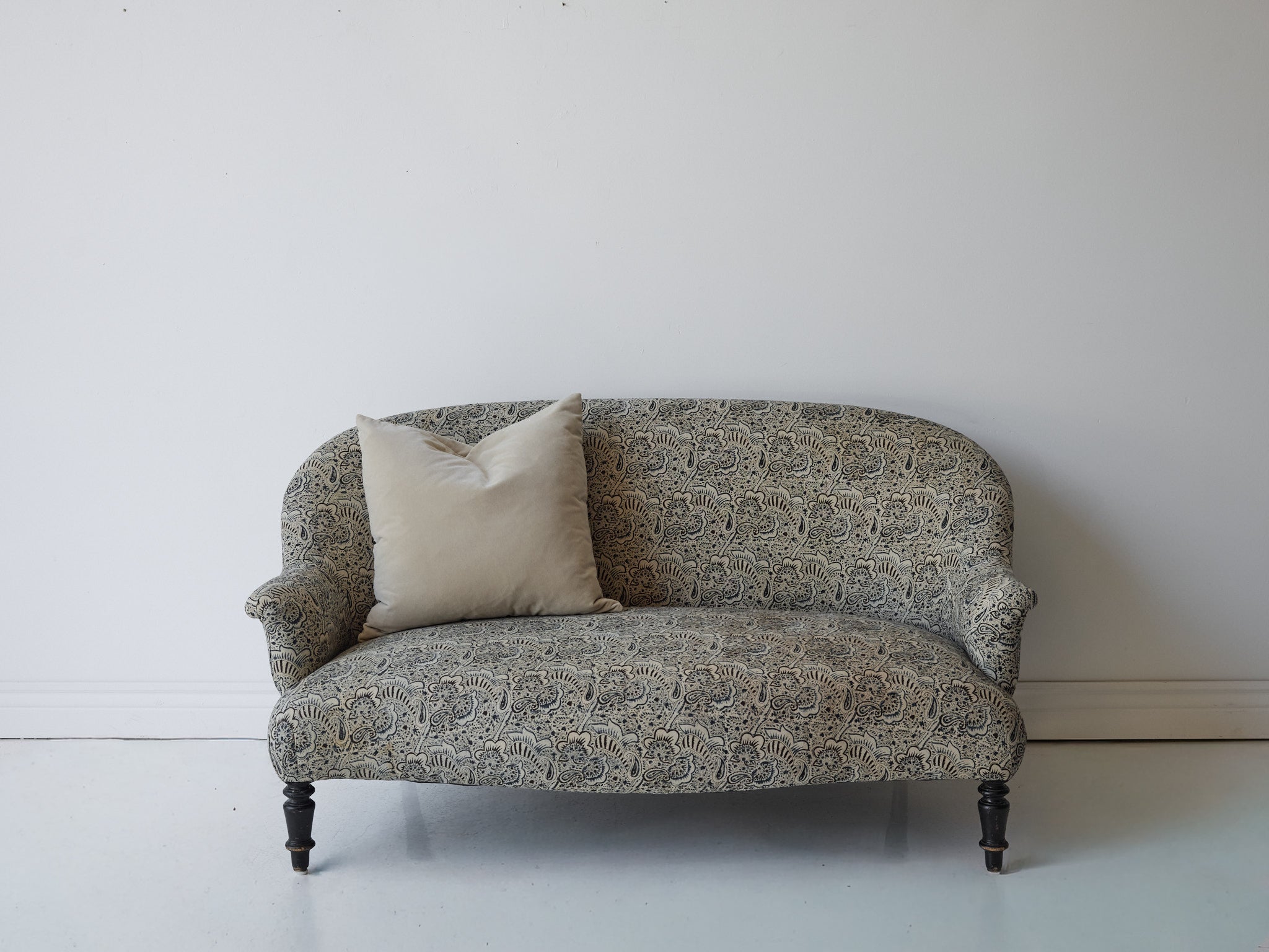 Upholstered Vintage Crapaud Settee | Alexandra Indigo - elsie green - Furniture