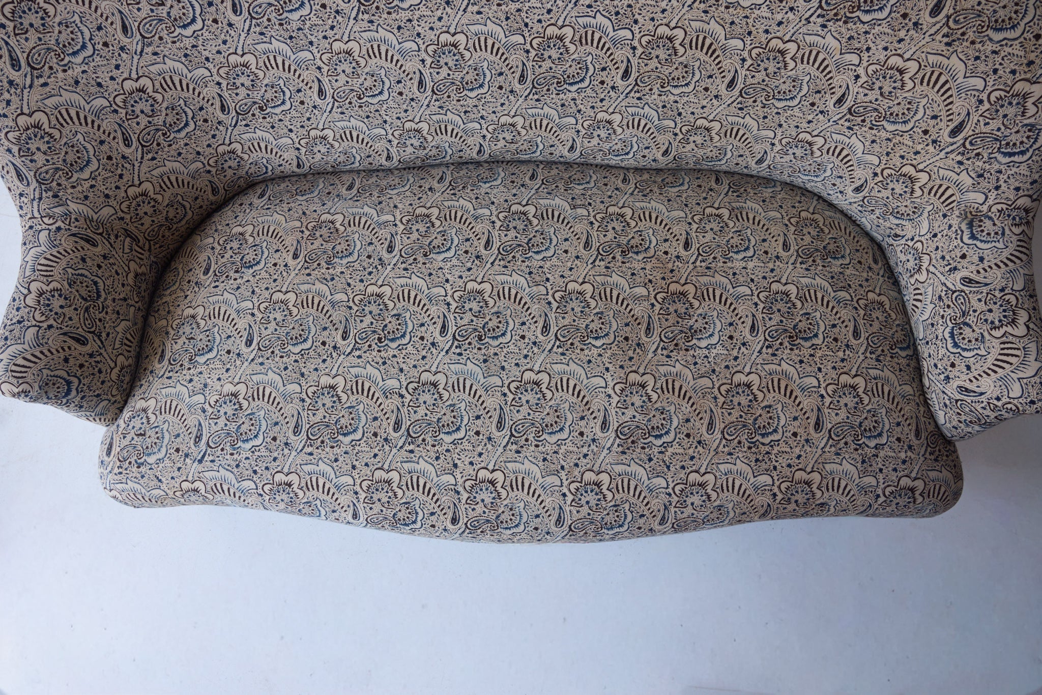 Upholstered Vintage Crapaud Settee | Alexandra Indigo - elsie green - Furniture