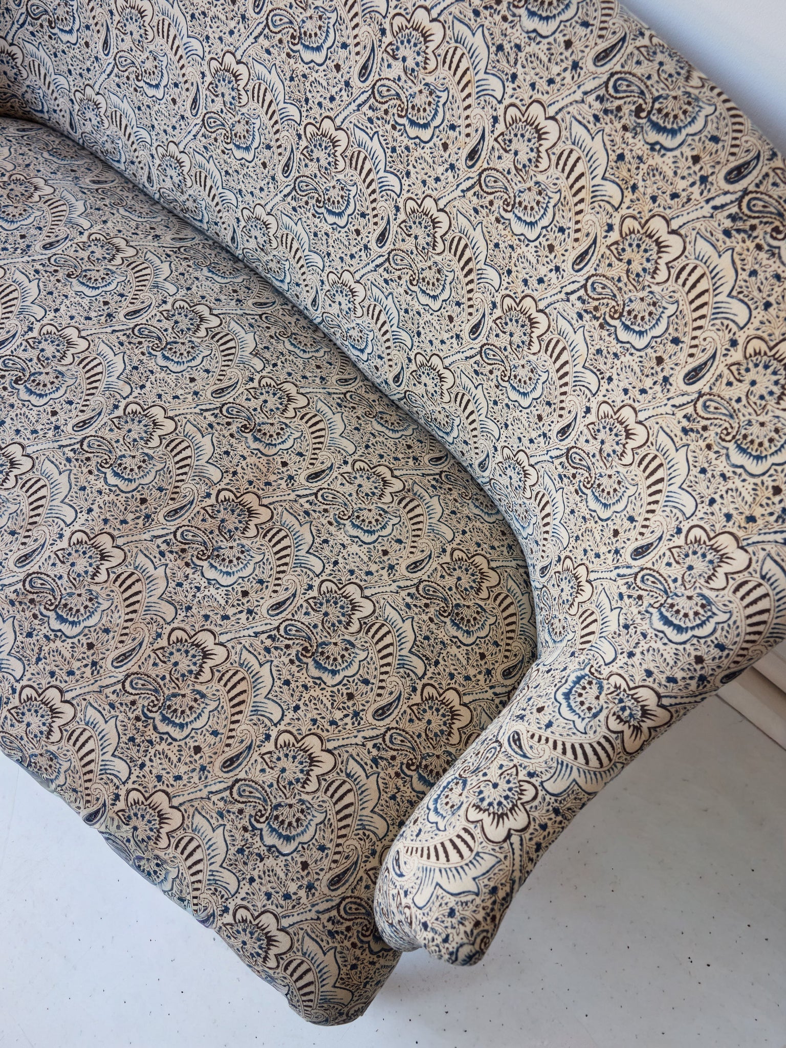 Upholstered Vintage Crapaud Settee | Alexandra Indigo - elsie green - Furniture