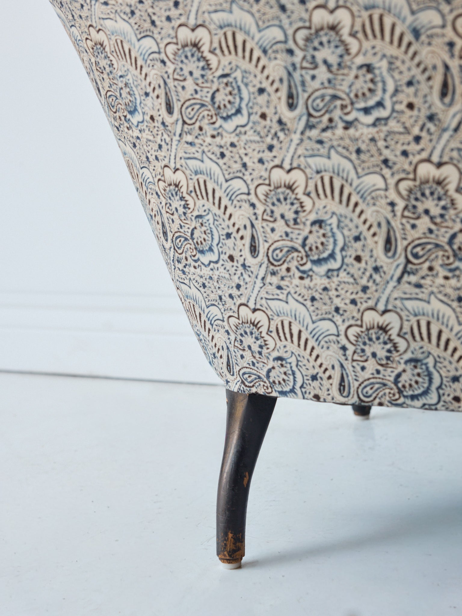 Upholstered Vintage Crapaud Settee | Alexandra Indigo - elsie green - Furniture