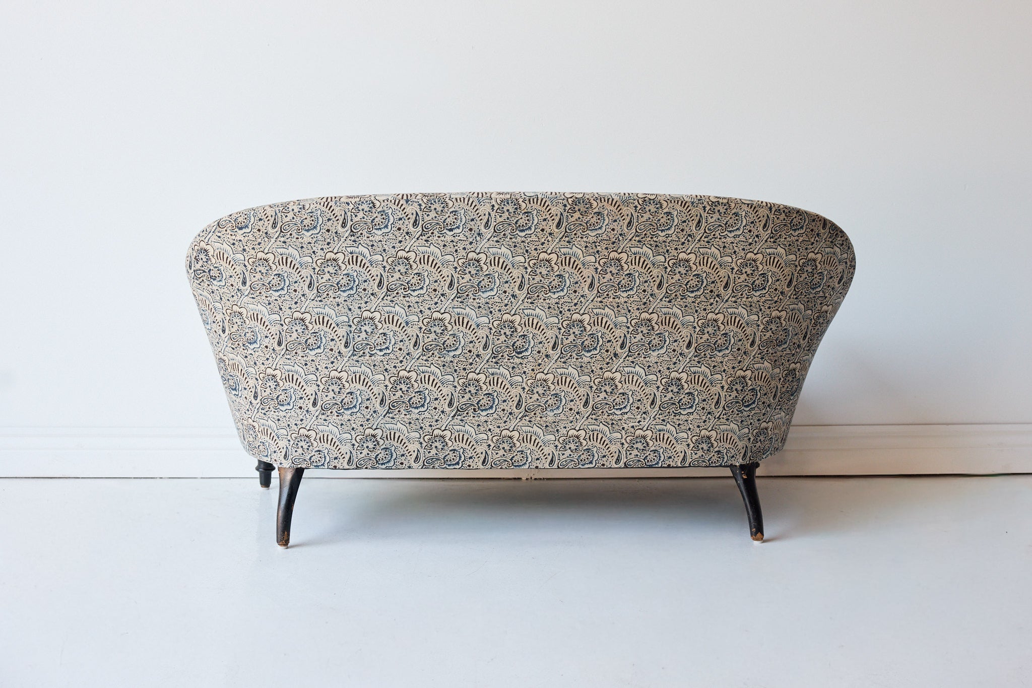 Upholstered Vintage Crapaud Settee | Alexandra Indigo - elsie green - Furniture