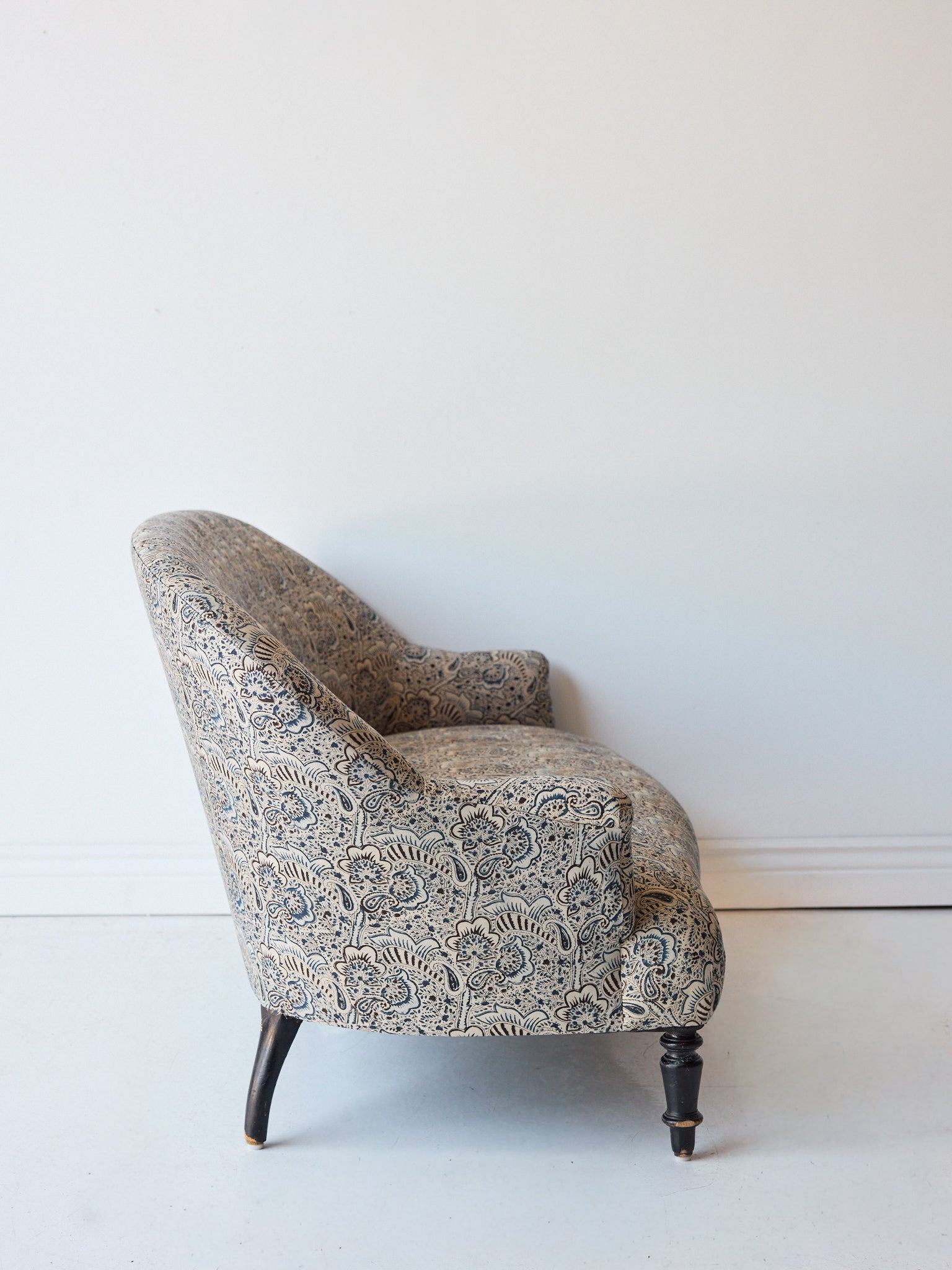 Upholstered Vintage Crapaud Settee | Alexandra Indigo - elsie green - Furniture