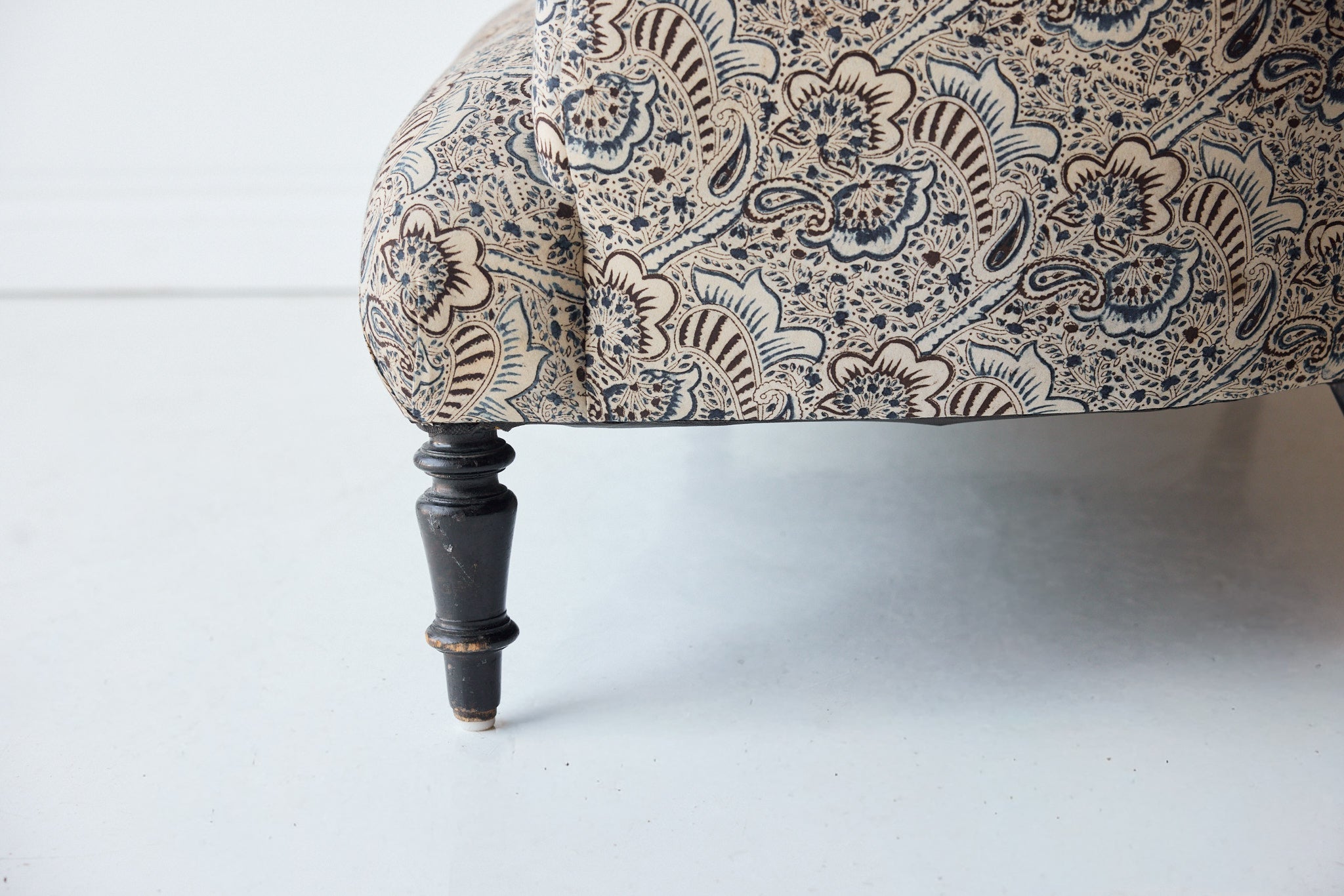 Upholstered Vintage Crapaud Settee | Alexandra Indigo - elsie green - Furniture