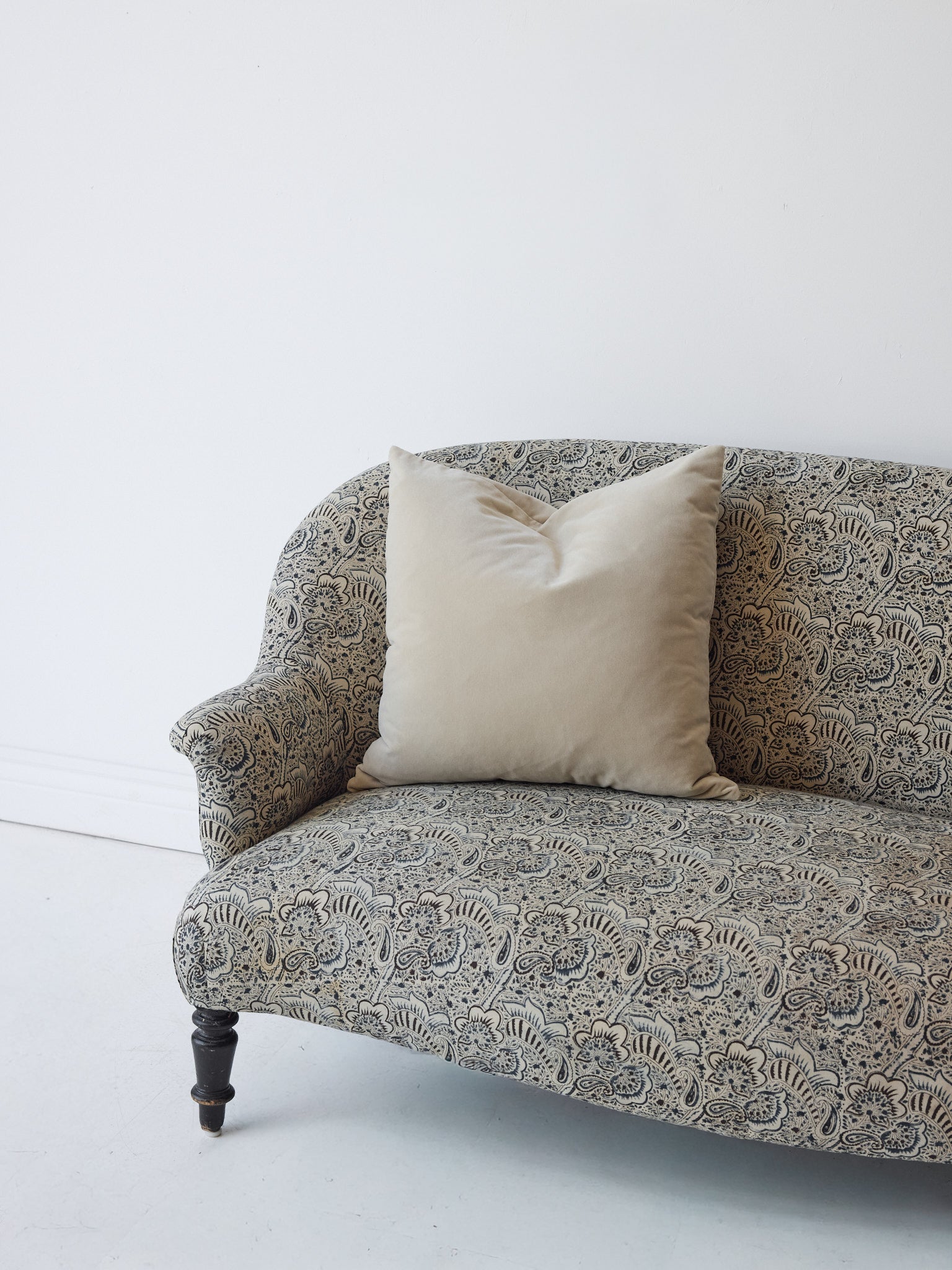 Upholstered Vintage Crapaud Settee | Alexandra Indigo - elsie green - Furniture