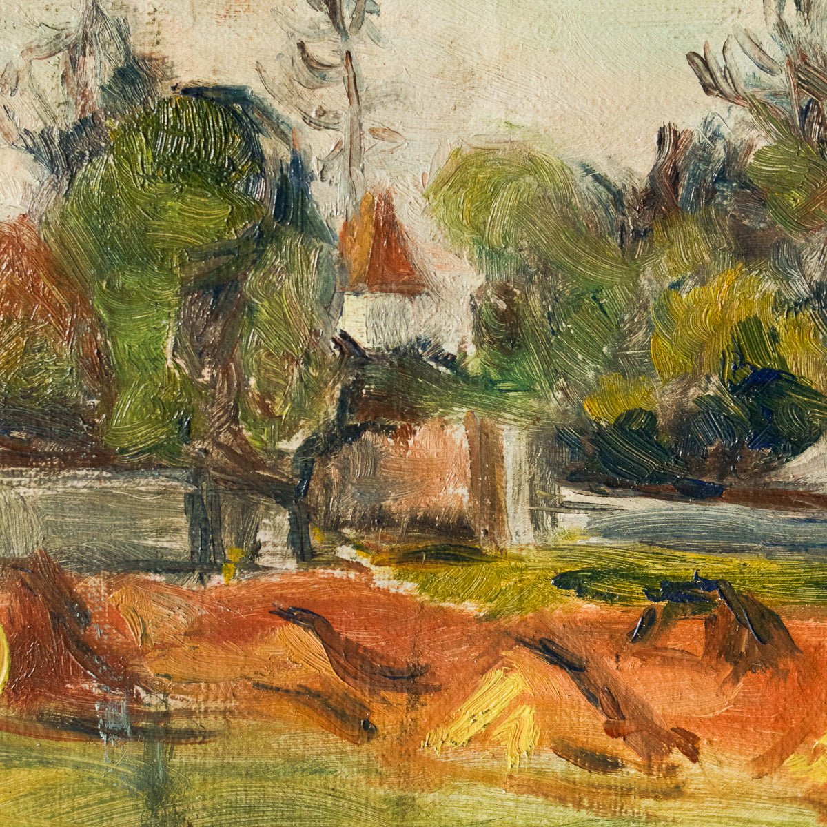 Village At Sunrise Oil Painting - elsie green - Art