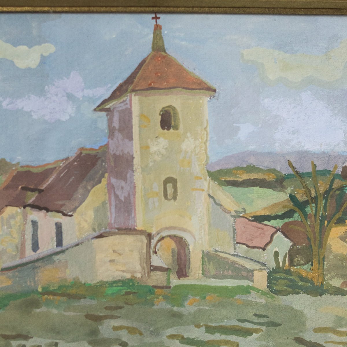 Village Chapel Watercolor | Dated 1969 - elsie green - Art