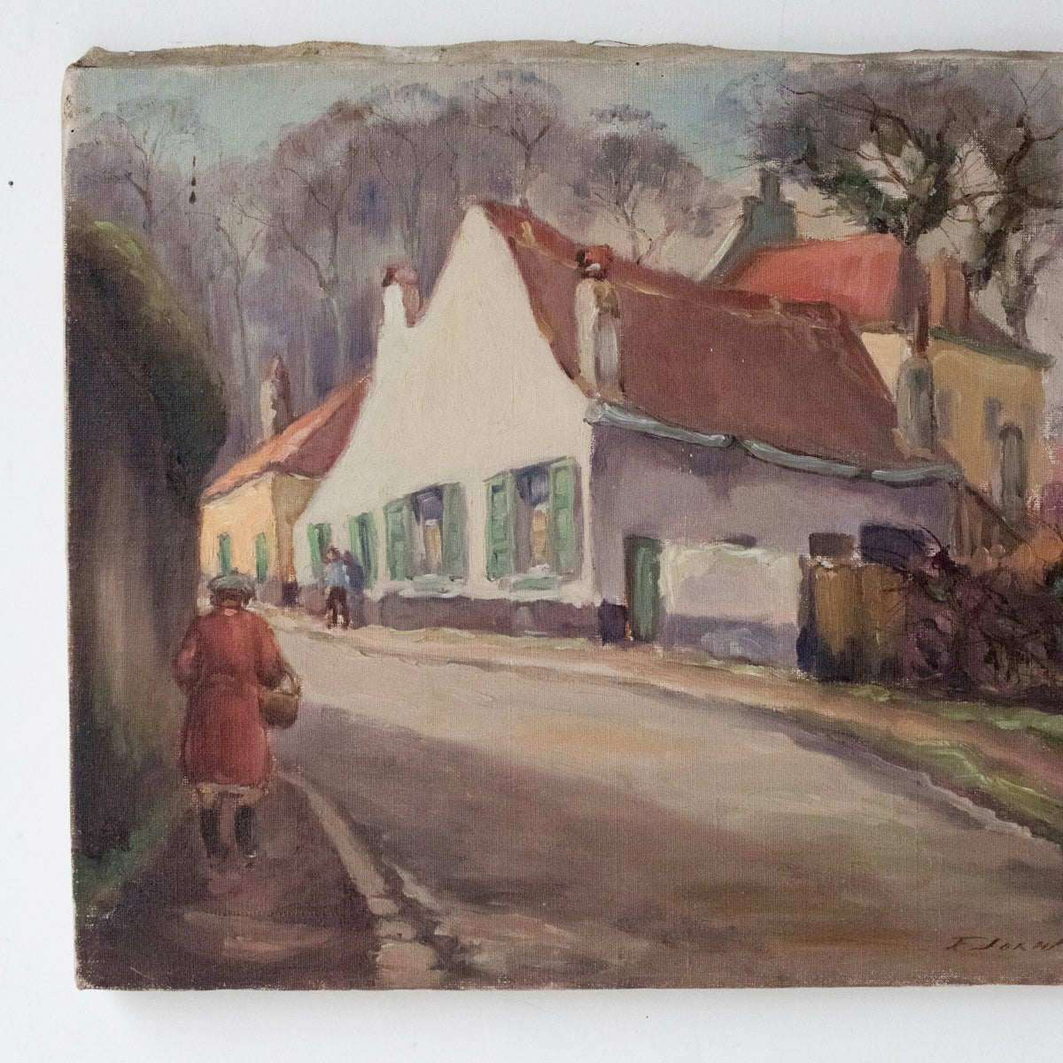 Village De Bourgogne Oil Painting | Dated 1939 - elsie green - Art