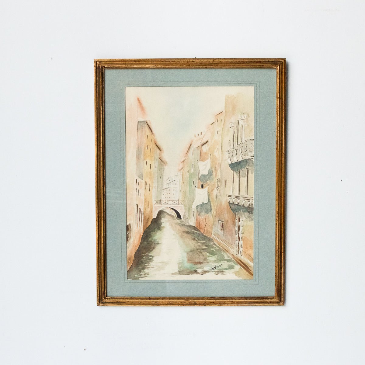 Village With Canal Watercolor Painting - elsie green - Art