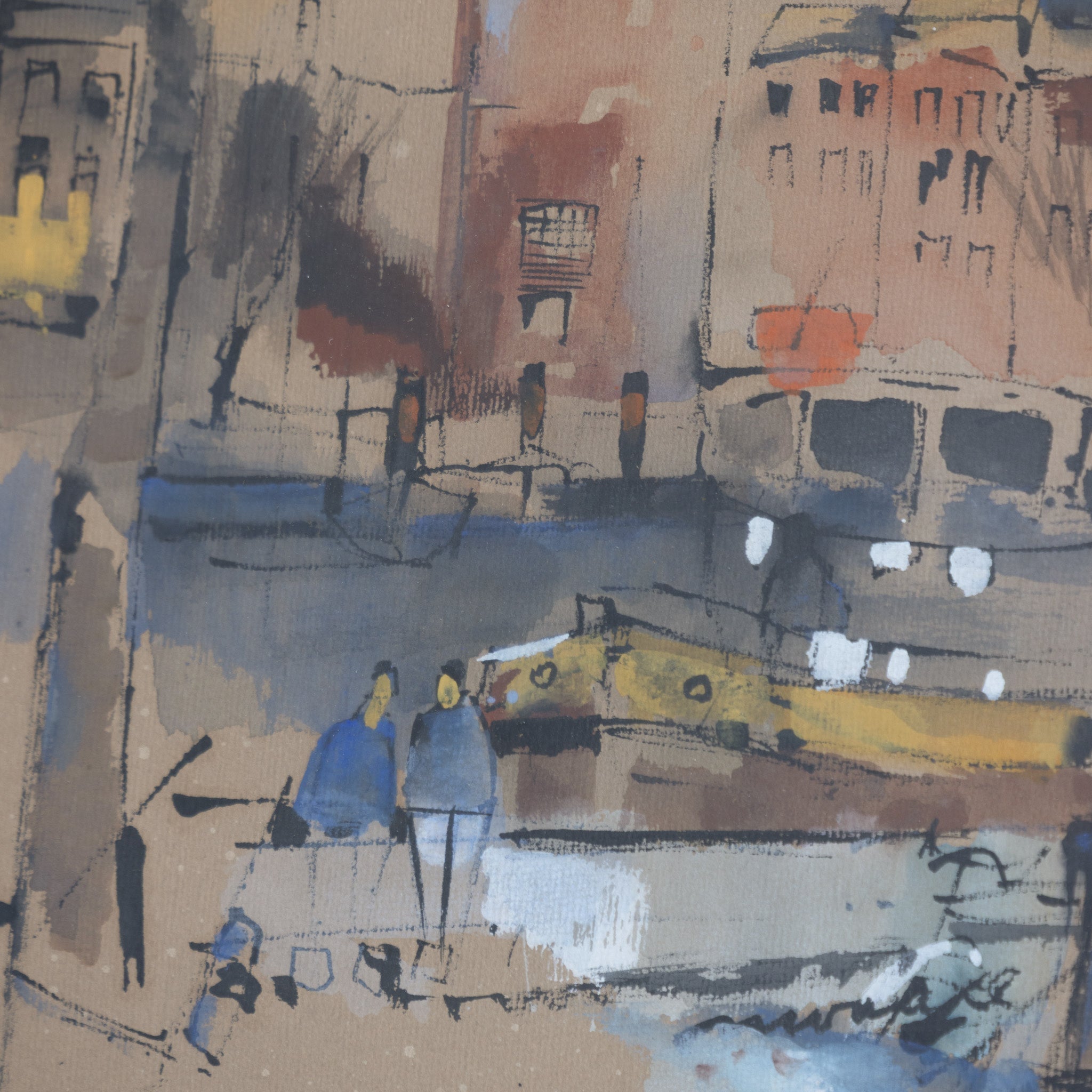 Village with Chapel Watercolor Painting - elsie green - art