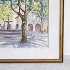 Village with Fountain Watercolor Watercolor Painting - elsie green - art