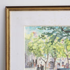Village with Fountain Watercolor Watercolor Painting - elsie green - art