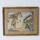 Village with Tile Roofs Watercolor Painting - elsie green - art