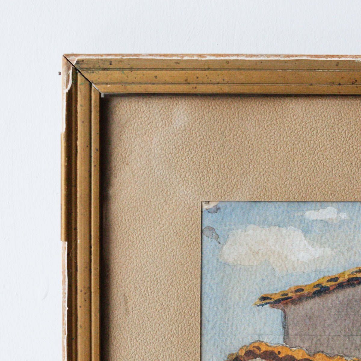 Village with Tile Roofs Watercolor Painting - elsie green - art