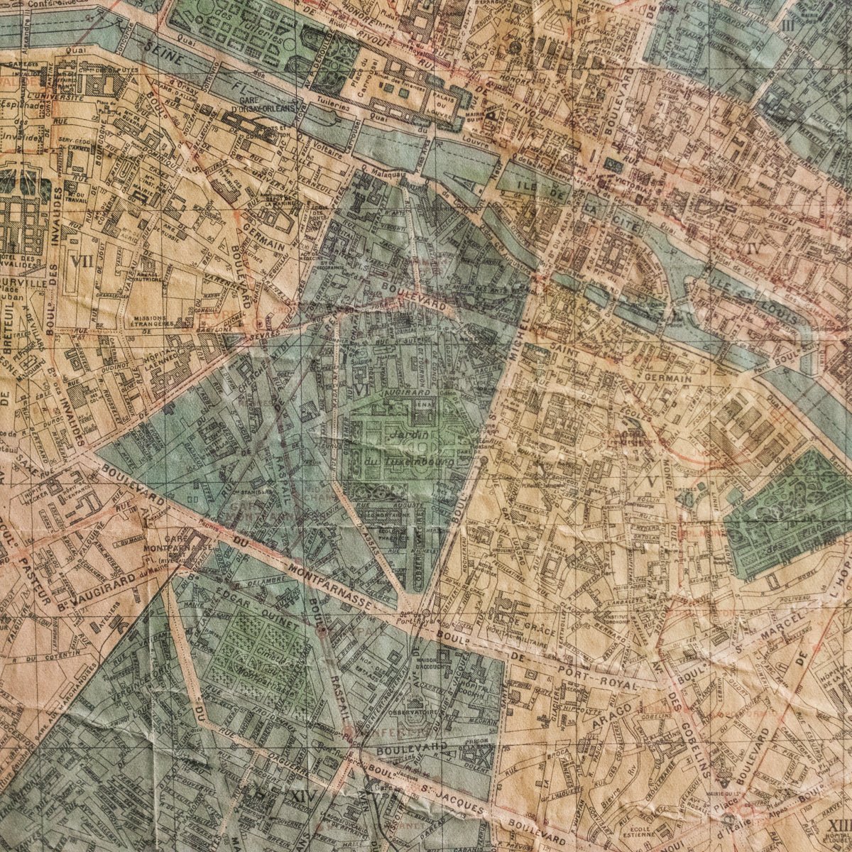 Vintage 1920s Paris Map - elsie green - art