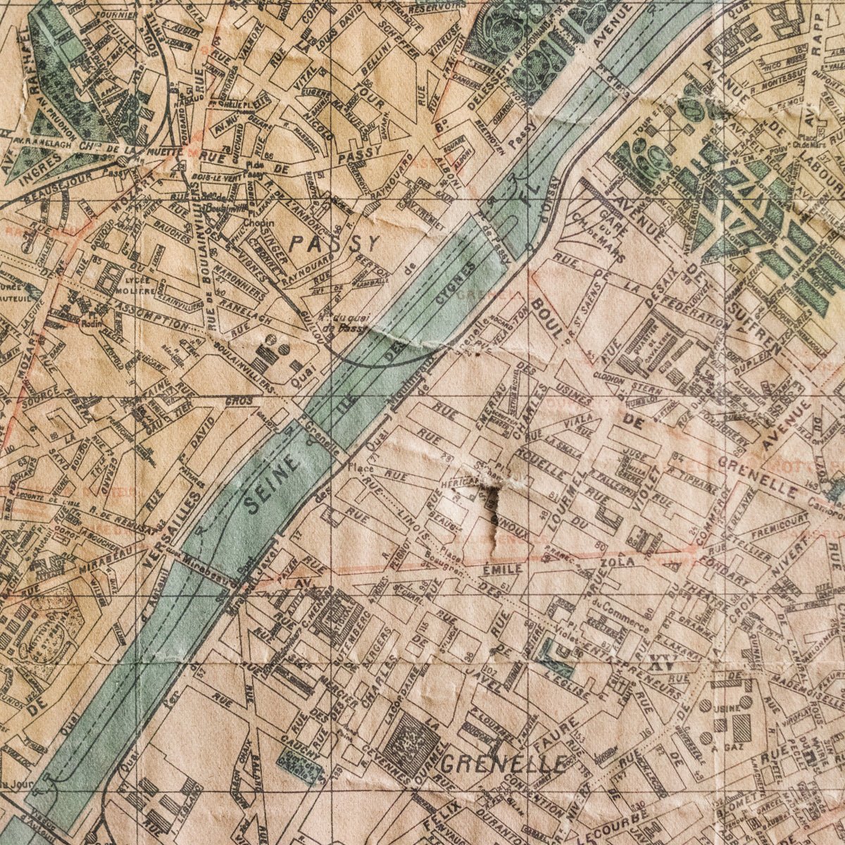 Vintage 1920s Paris Map - elsie green - art