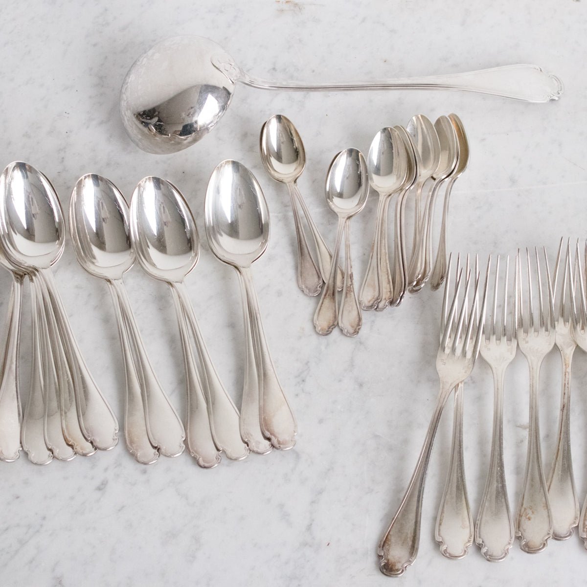 Vintage Alfenide Flatware Set of 37 - elsie green - The French Kitchen