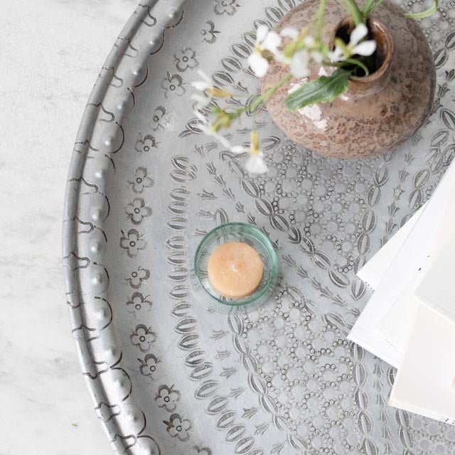 Vintage Aluminum Moroccan Tray - elsie green - French Kitchen