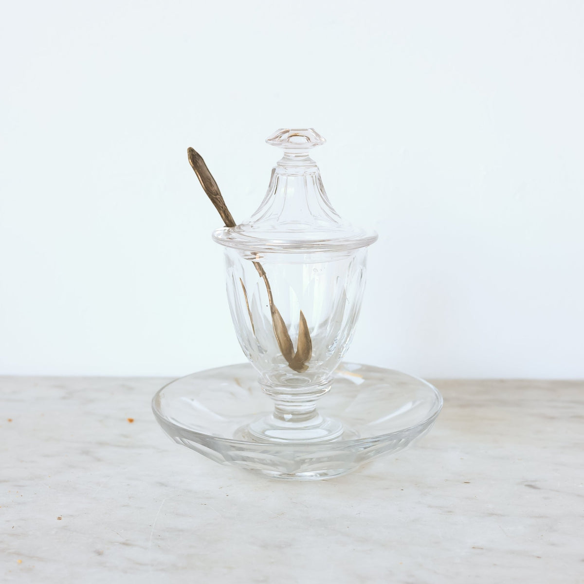 Vintage Baccarat Crystal Mustard Pot - elsie green - the french kitchen