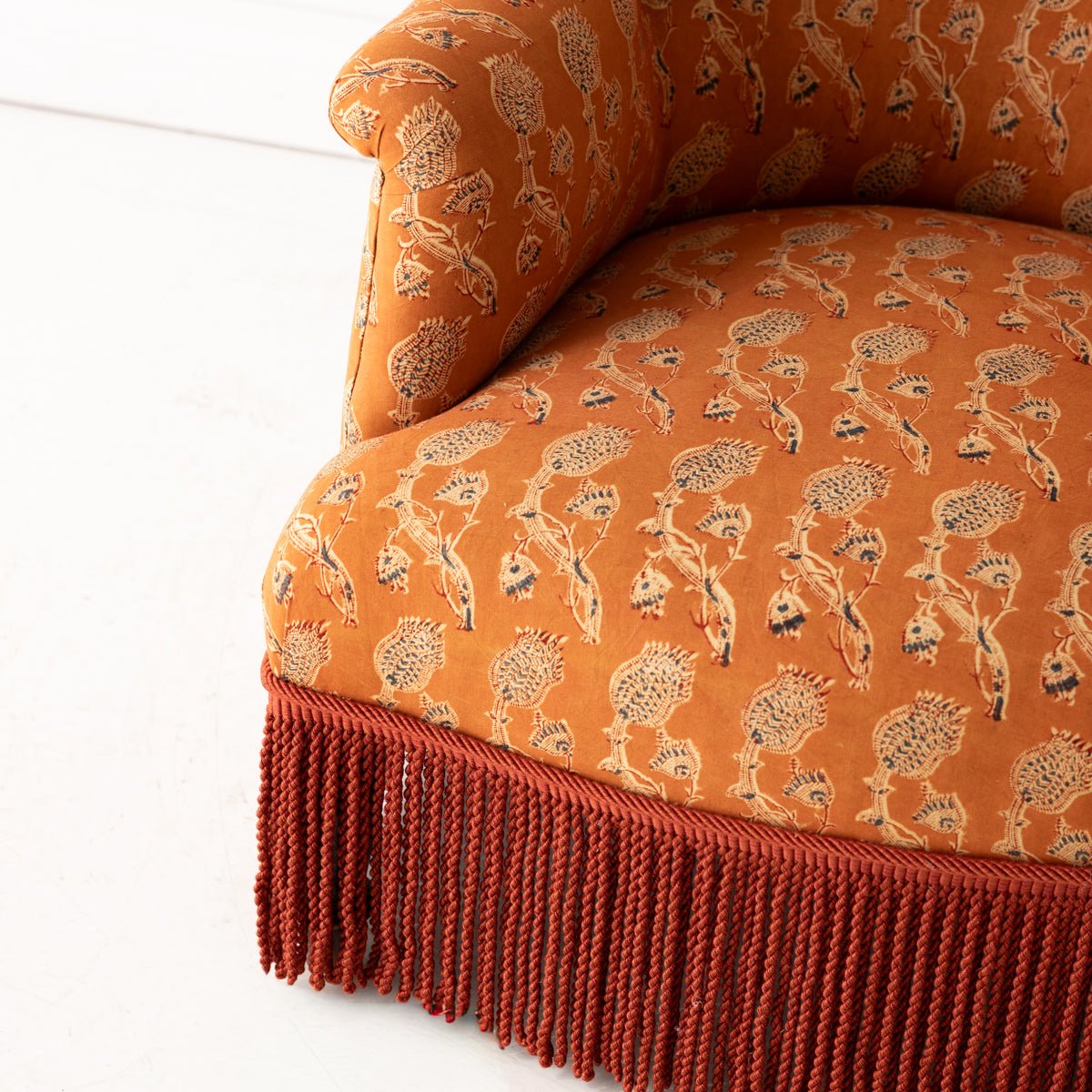 Vintage Block Print Crapaud Chair | Rupa Saffron - elsie green - furniture