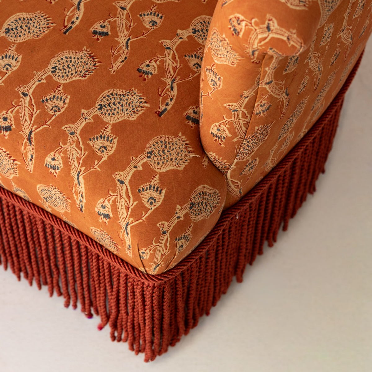 Vintage Block Print Crapaud Chair | Rupa Saffron - elsie green - furniture