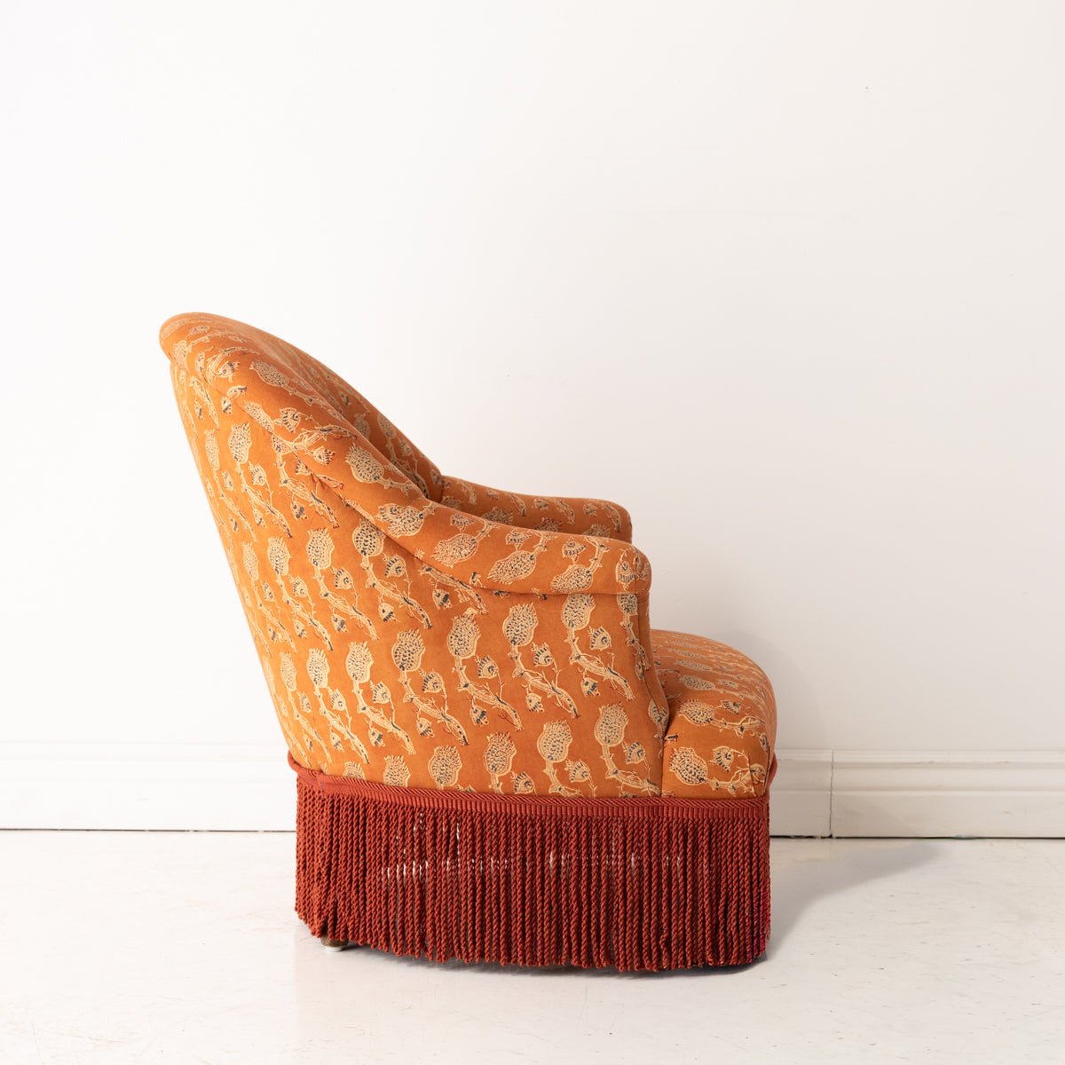 Vintage Block Print Crapaud Chair | Rupa Saffron - elsie green - furniture