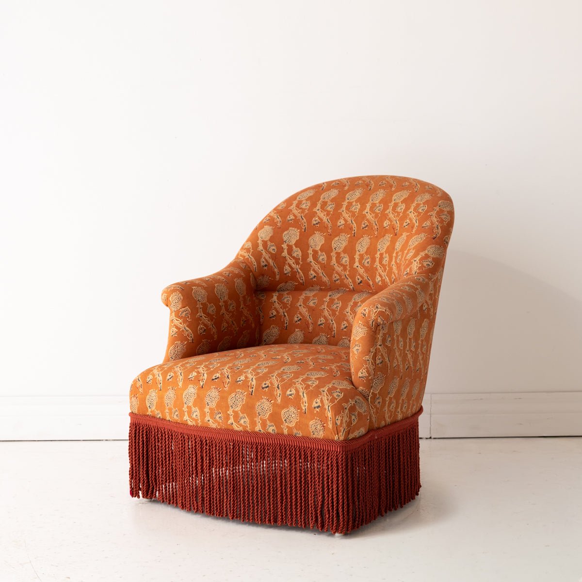 Vintage Block Print Crapaud Chair | Rupa Saffron - elsie green - furniture