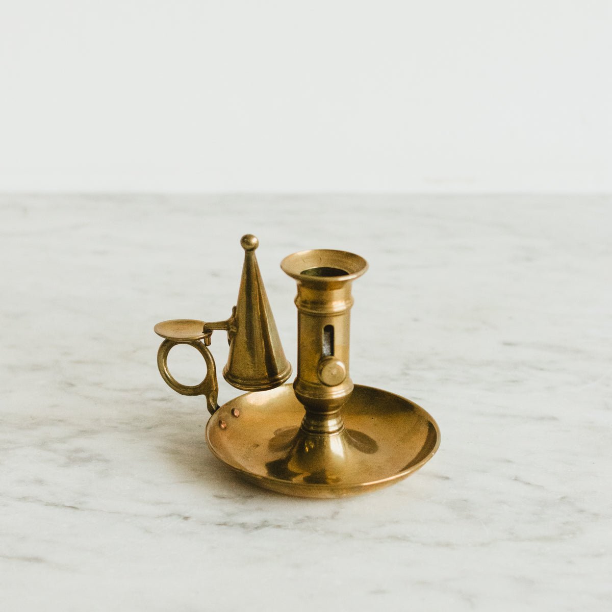 Vintage Brass Candlestick with Extinguisher - elsie green - decor