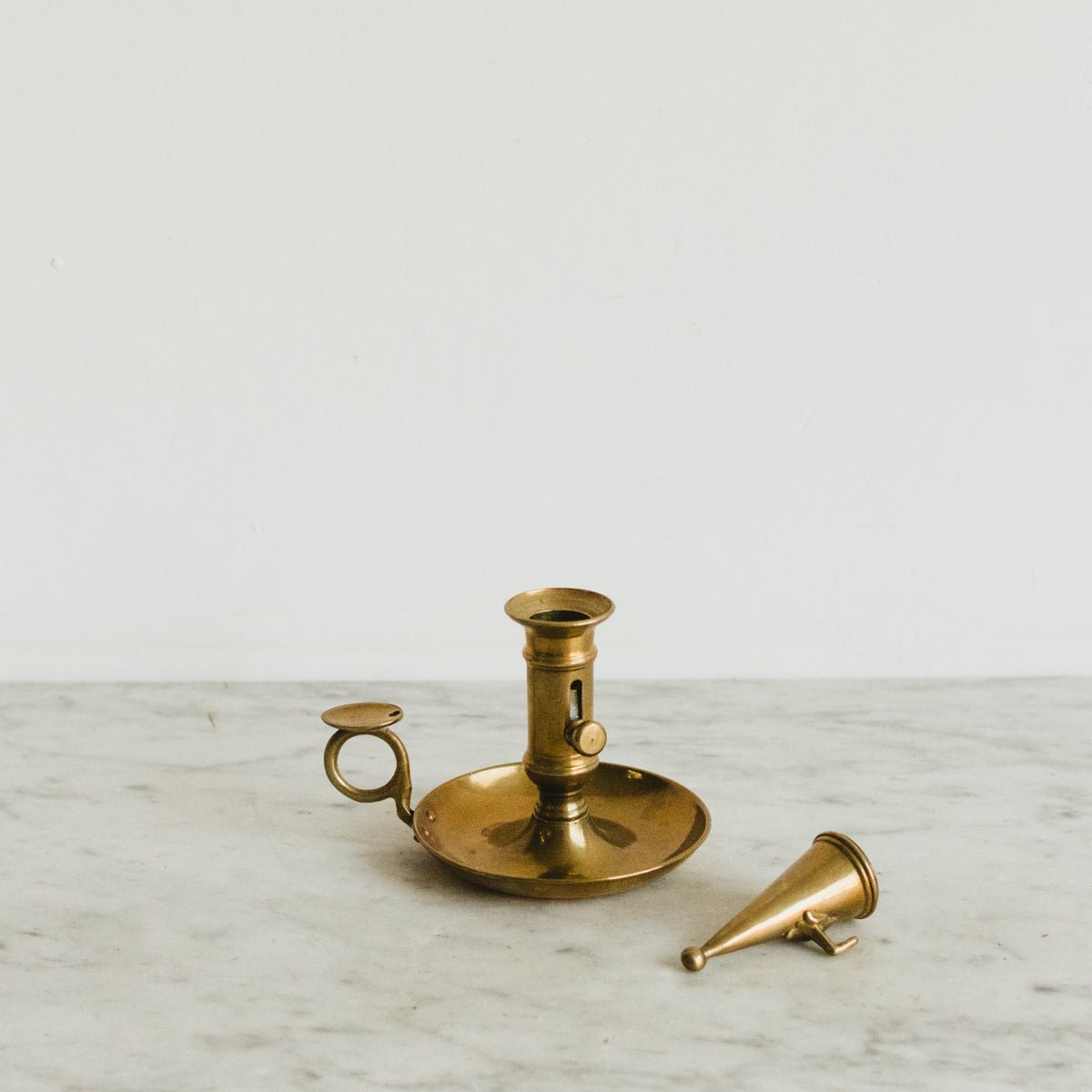 Vintage Brass Candlestick with Extinguisher - elsie green - decor