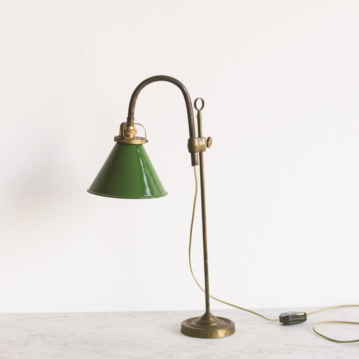 Vintage Brass & Enamel Task Lamp - elsie green - decor