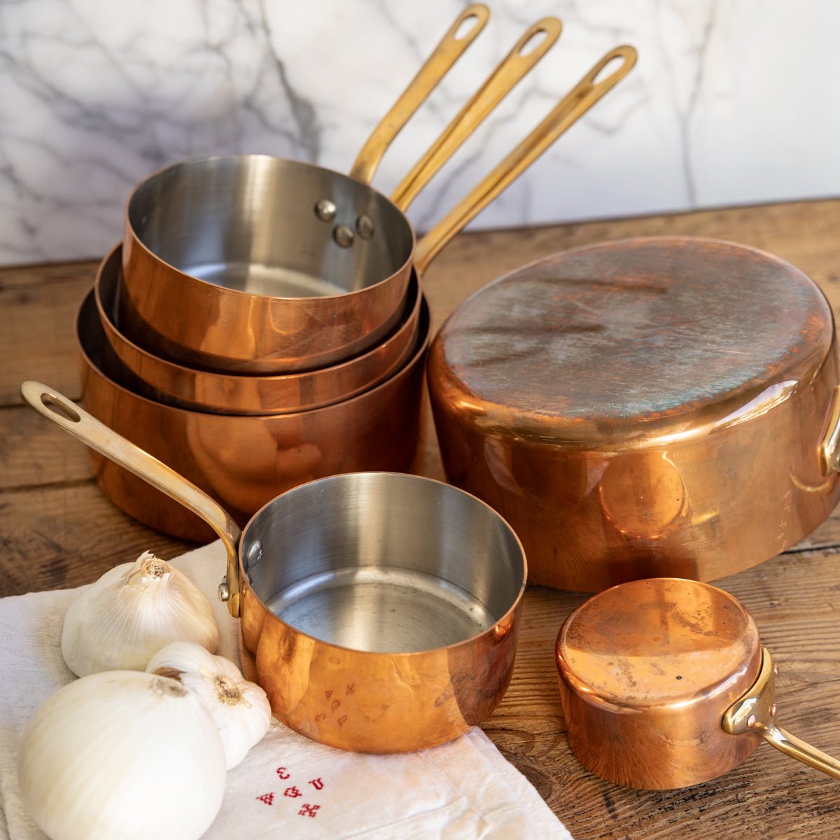 Vintage Copper Pot Set of 6 - elsie green - the french kitchen