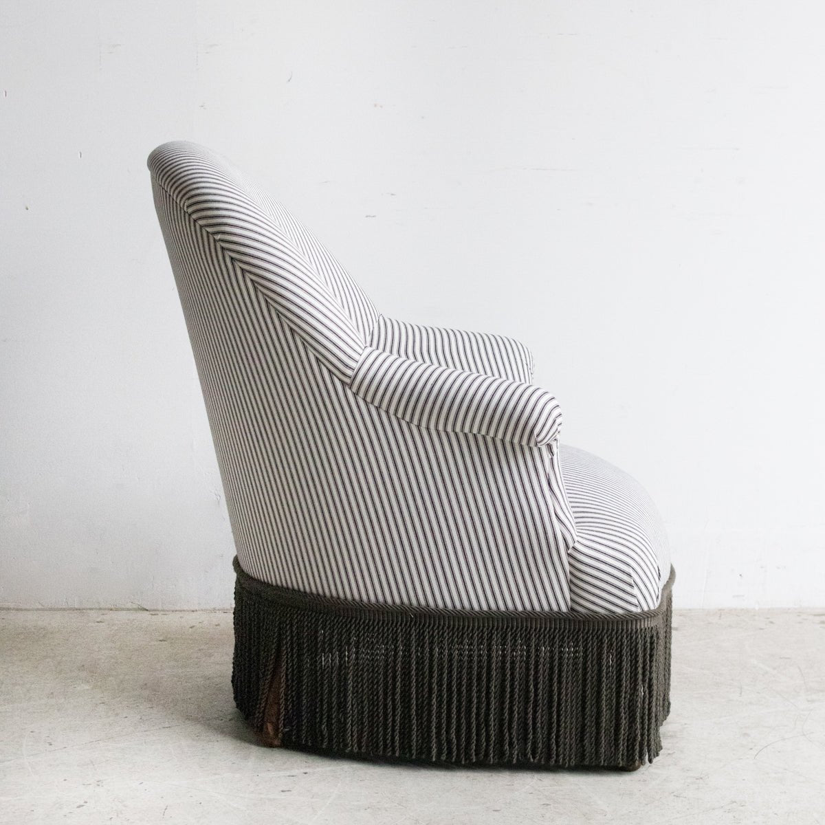Vintage Crapaud Arm Chair | Ticking Stripe - elsie green - Furniture