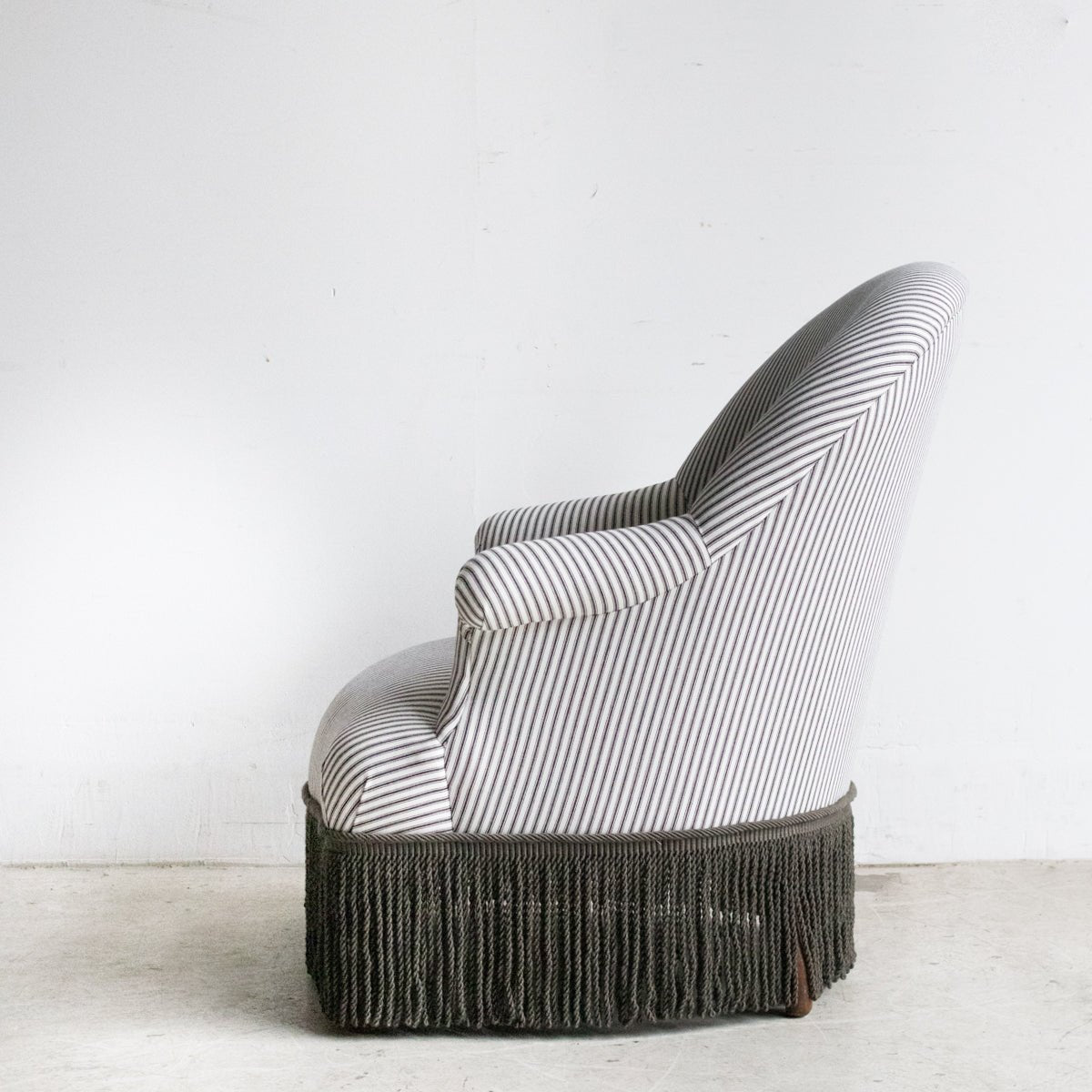Vintage Crapaud Arm Chair | Ticking Stripe - elsie green - Furniture