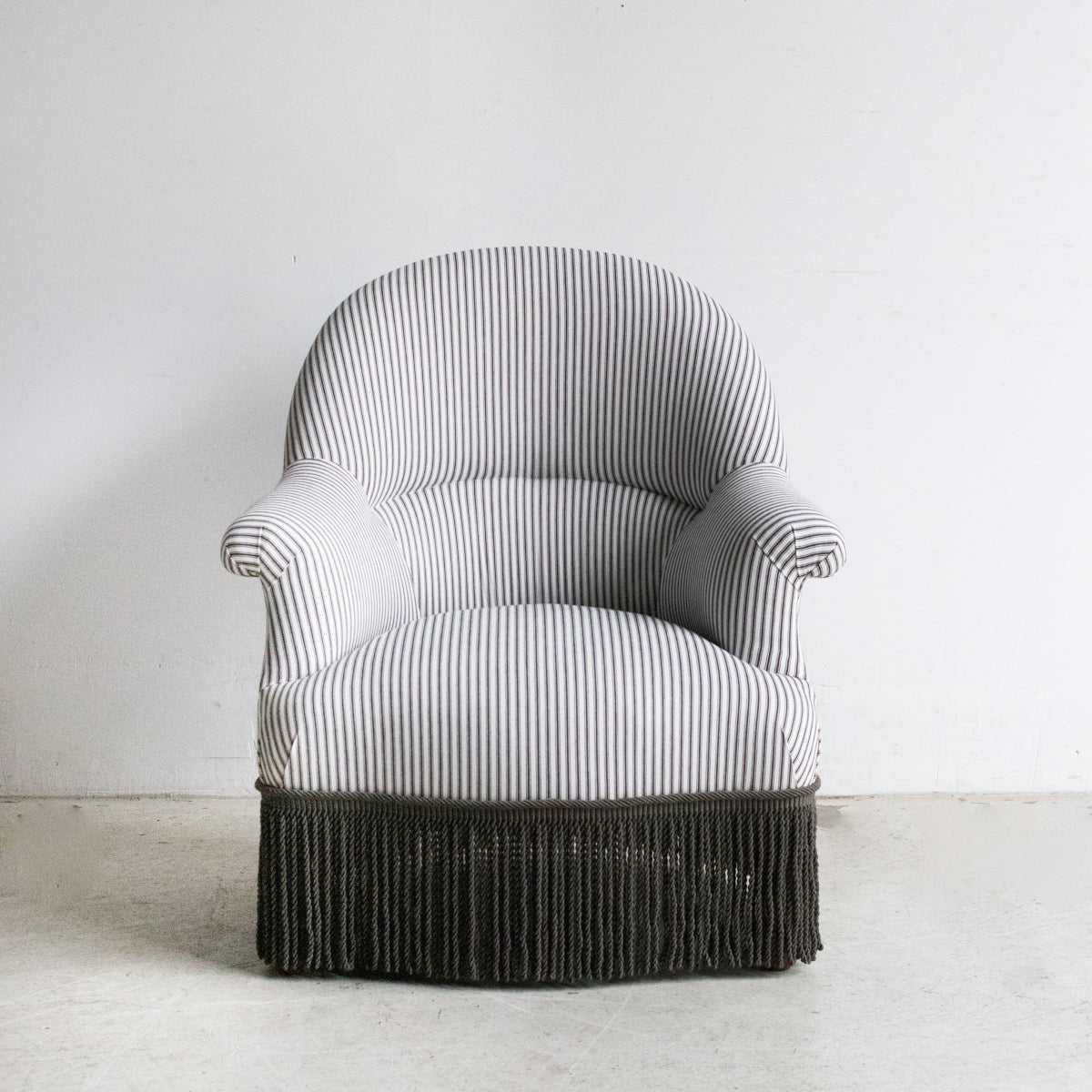 Vintage Crapaud Arm Chair | Ticking Stripe - elsie green - Furniture