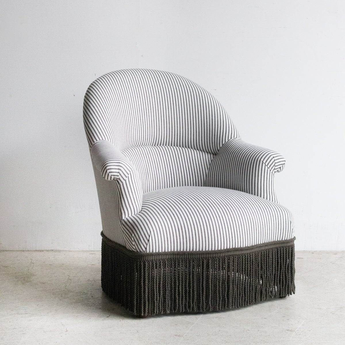 Vintage Crapaud Arm Chair | Ticking Stripe - elsie green - Furniture