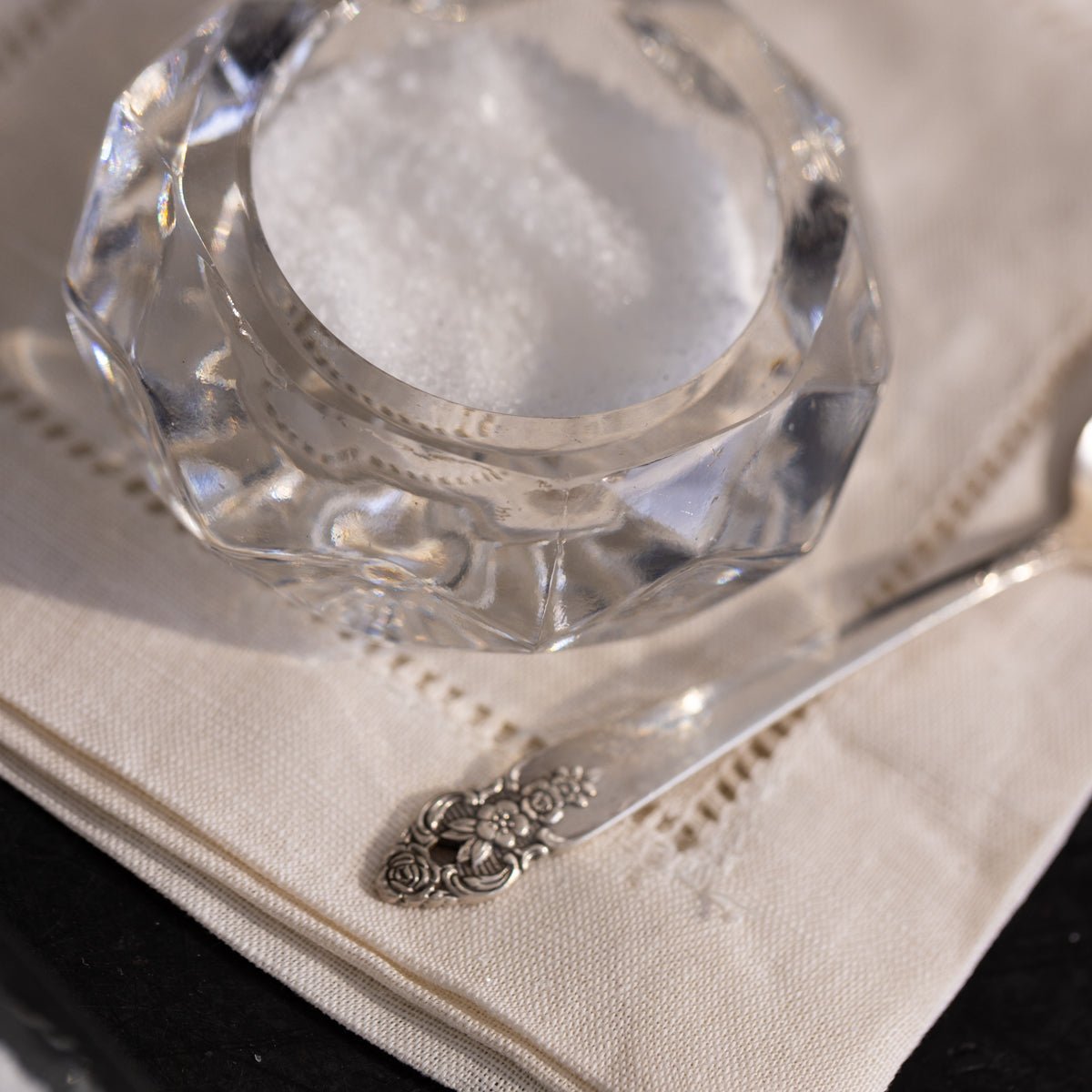 Vintage Crystal Salt Cellar - elsie green - the french kitchen