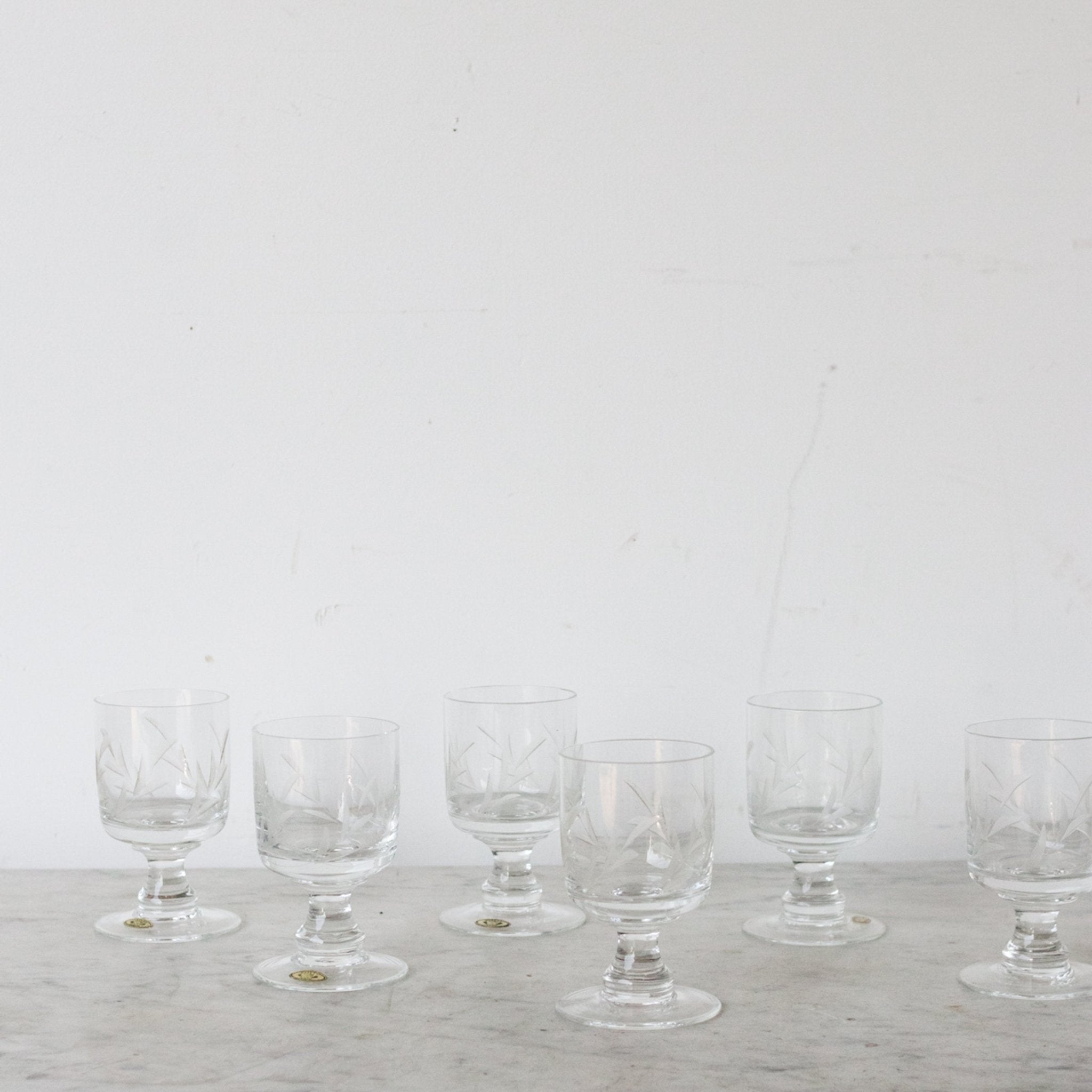 Vintage Engraved Glassware Set - Pairs - elsie green - the french kitchen