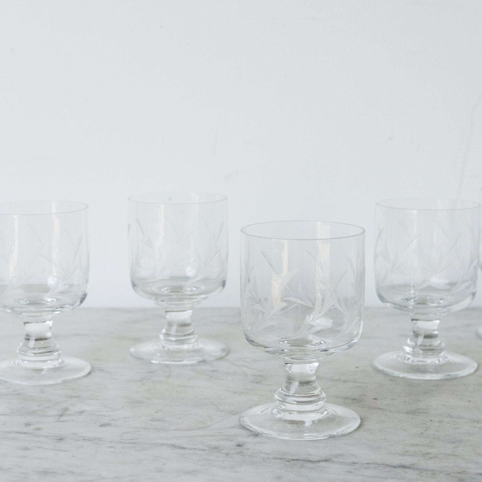 Vintage Engraved Glassware Set - Pairs - elsie green - the french kitchen