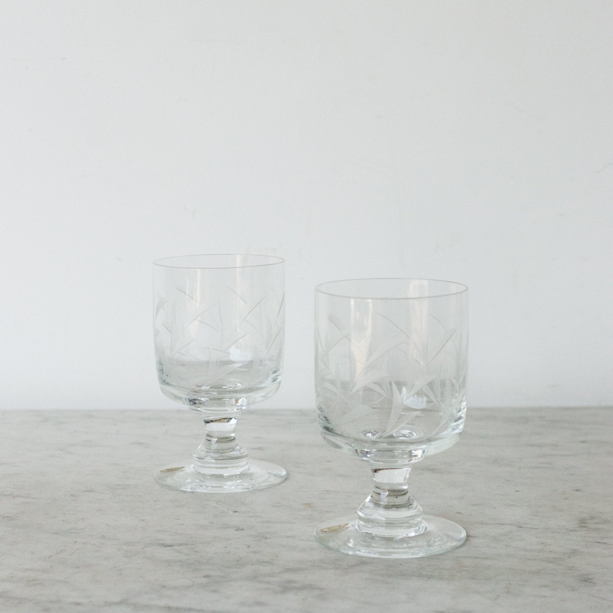 Vintage Engraved Glassware Set - Pairs - elsie green - the french kitchen
