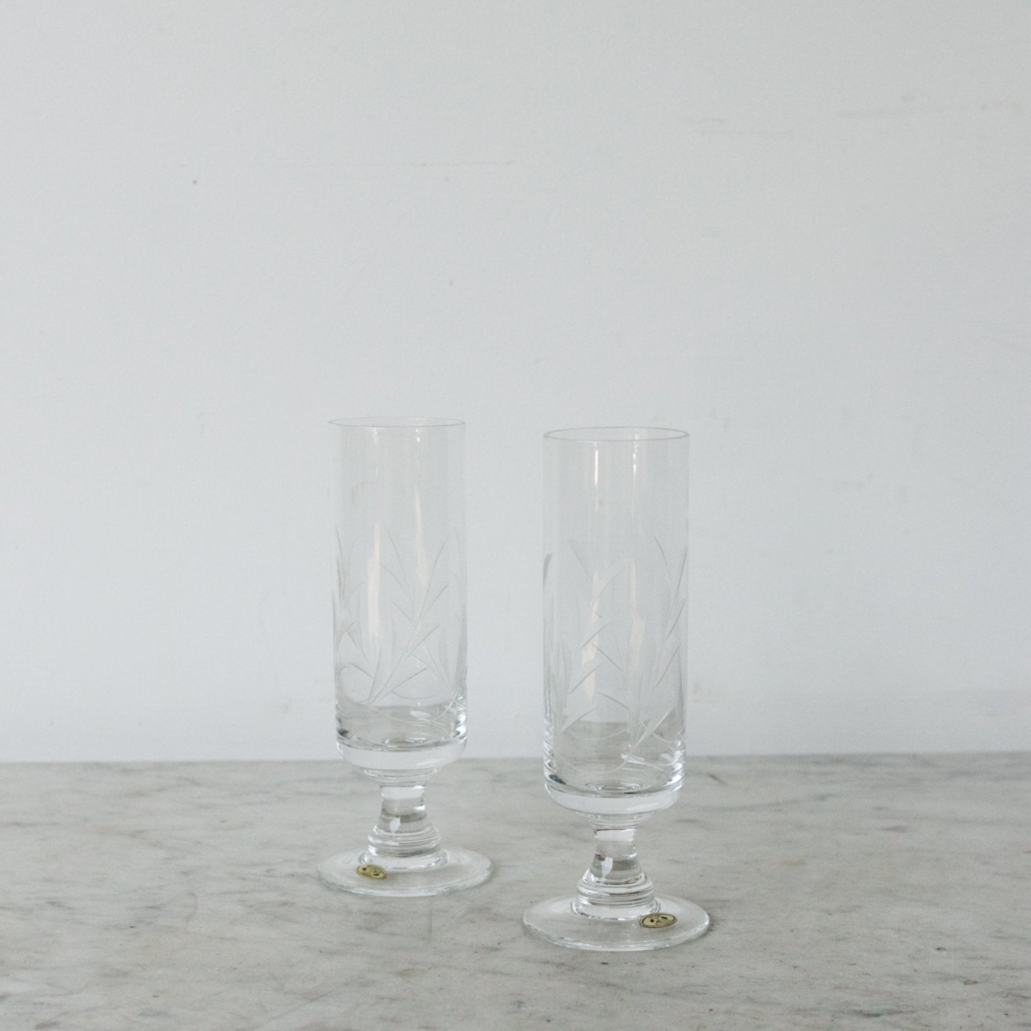 Vintage Engraved Glassware Set - Pairs - elsie green - the french kitchen