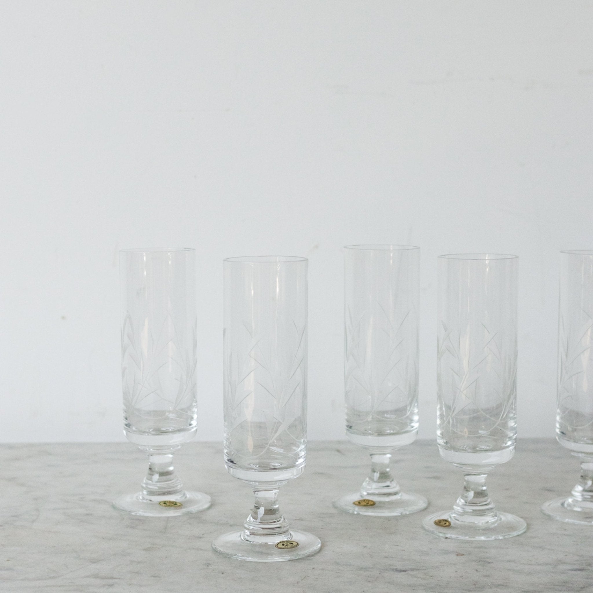 Vintage Engraved Glassware Set - Pairs - elsie green - the french kitchen