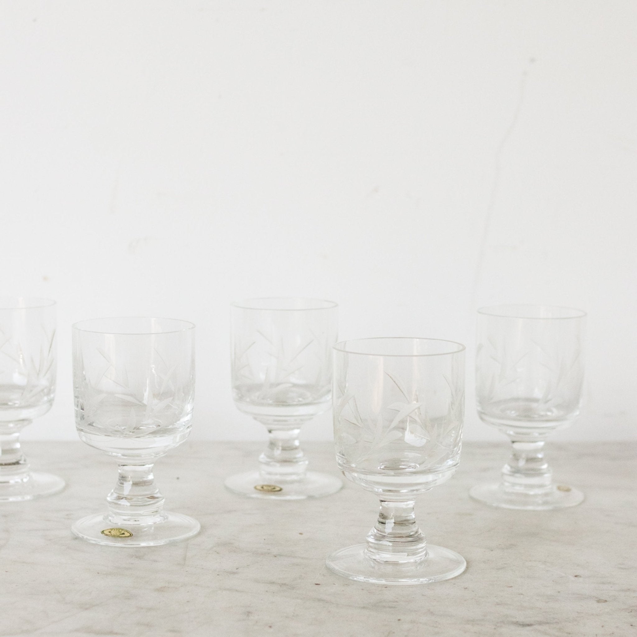 Vintage Engraved Glassware Set - Pairs - elsie green - the french kitchen