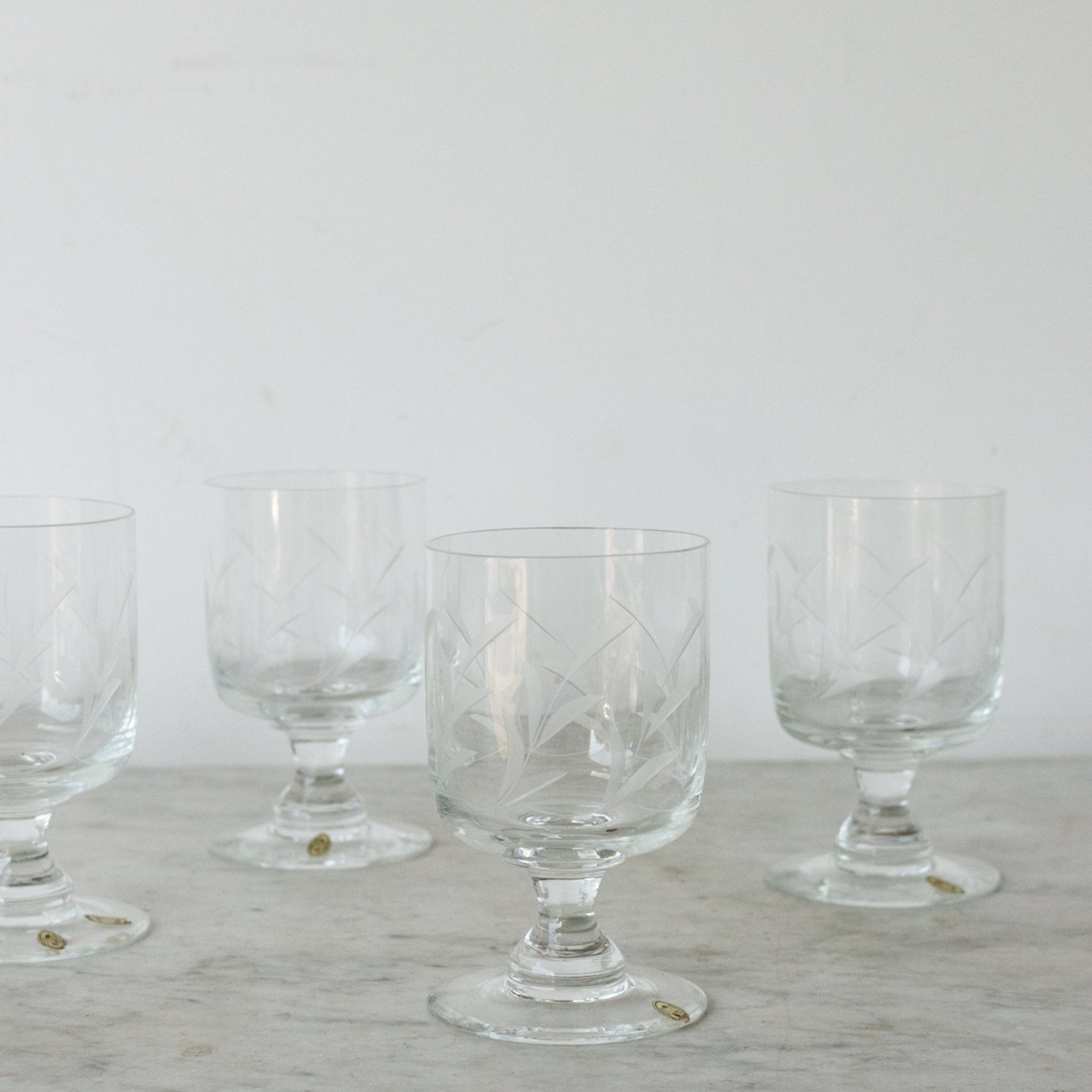 Vintage Engraved Glassware Set - Pairs - elsie green - the french kitchen