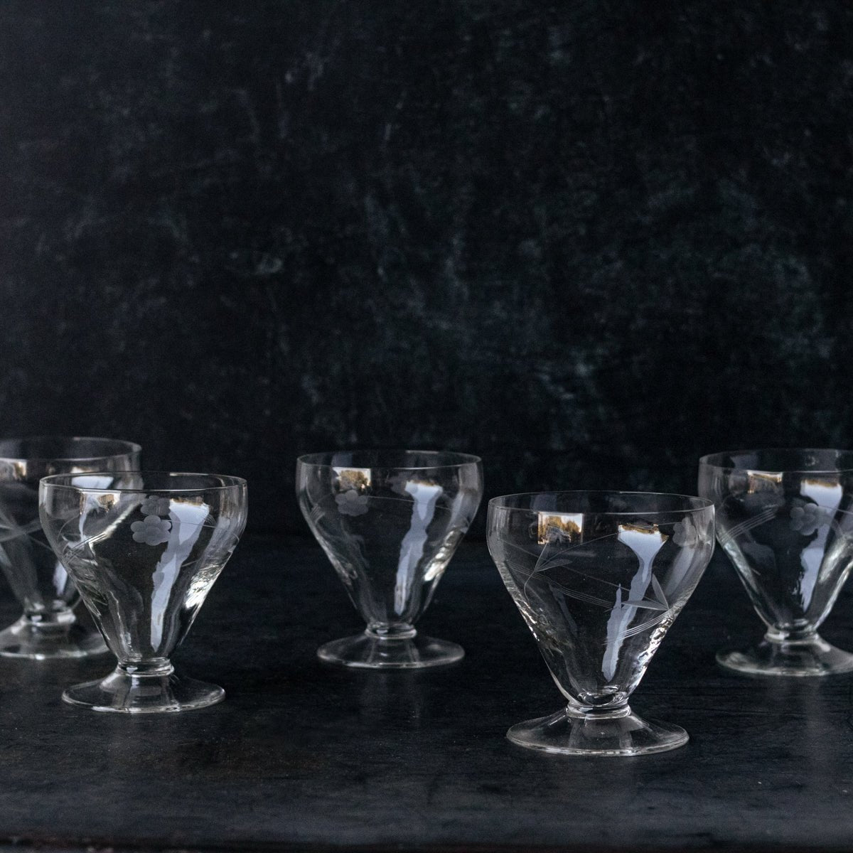 Vintage Etched Coupe Set of 12 - elsie green - the french kitchen