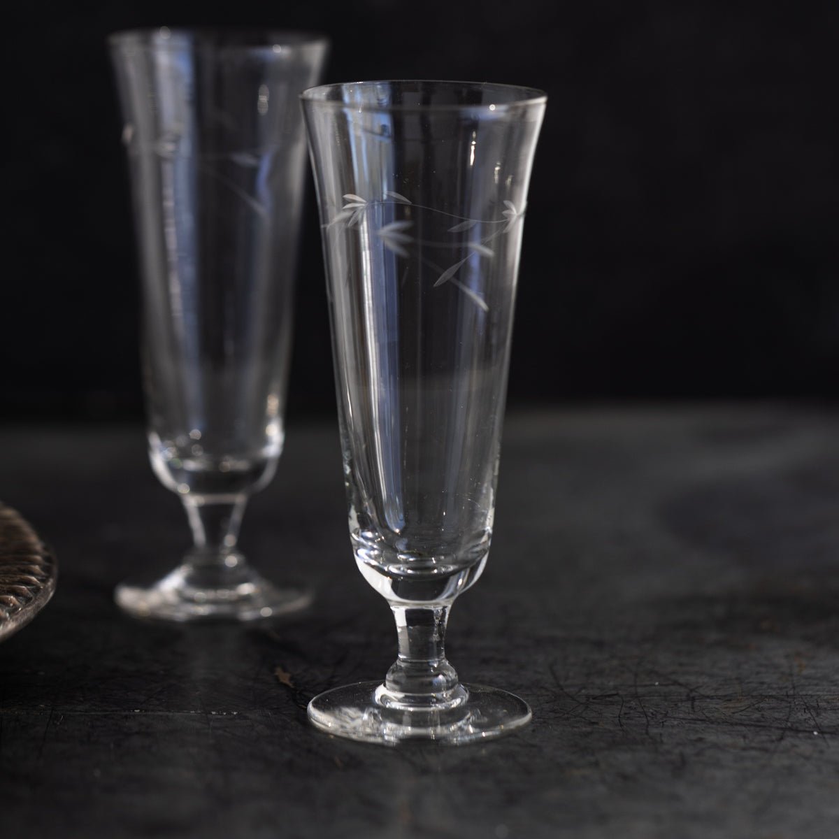 Vintage Etched Flute Set of 14 - elsie green - the french kitchen