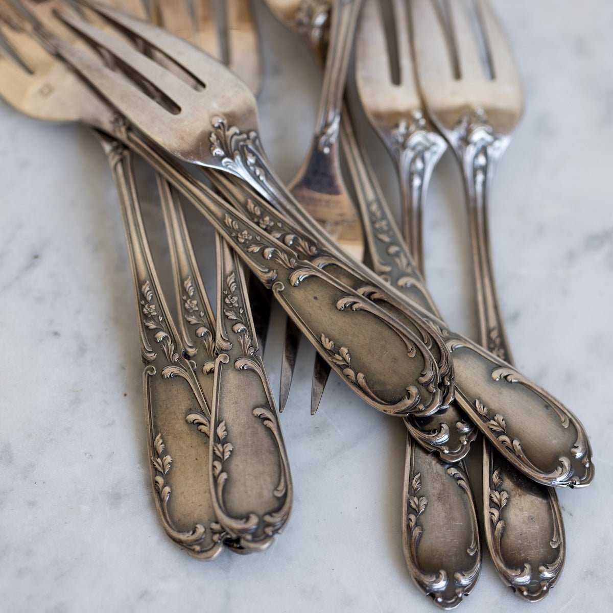 Vintage French Dessert Fork Set of 12 - elsie green - the french kitchen