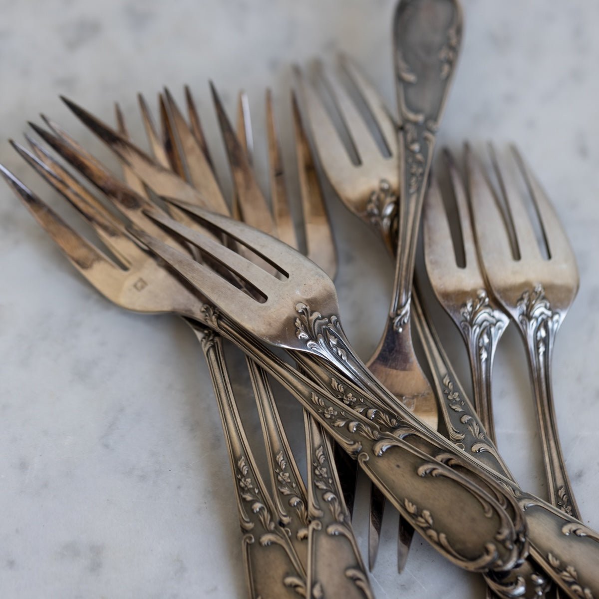 Vintage French Dessert Fork Set of 12 - elsie green - the french kitchen